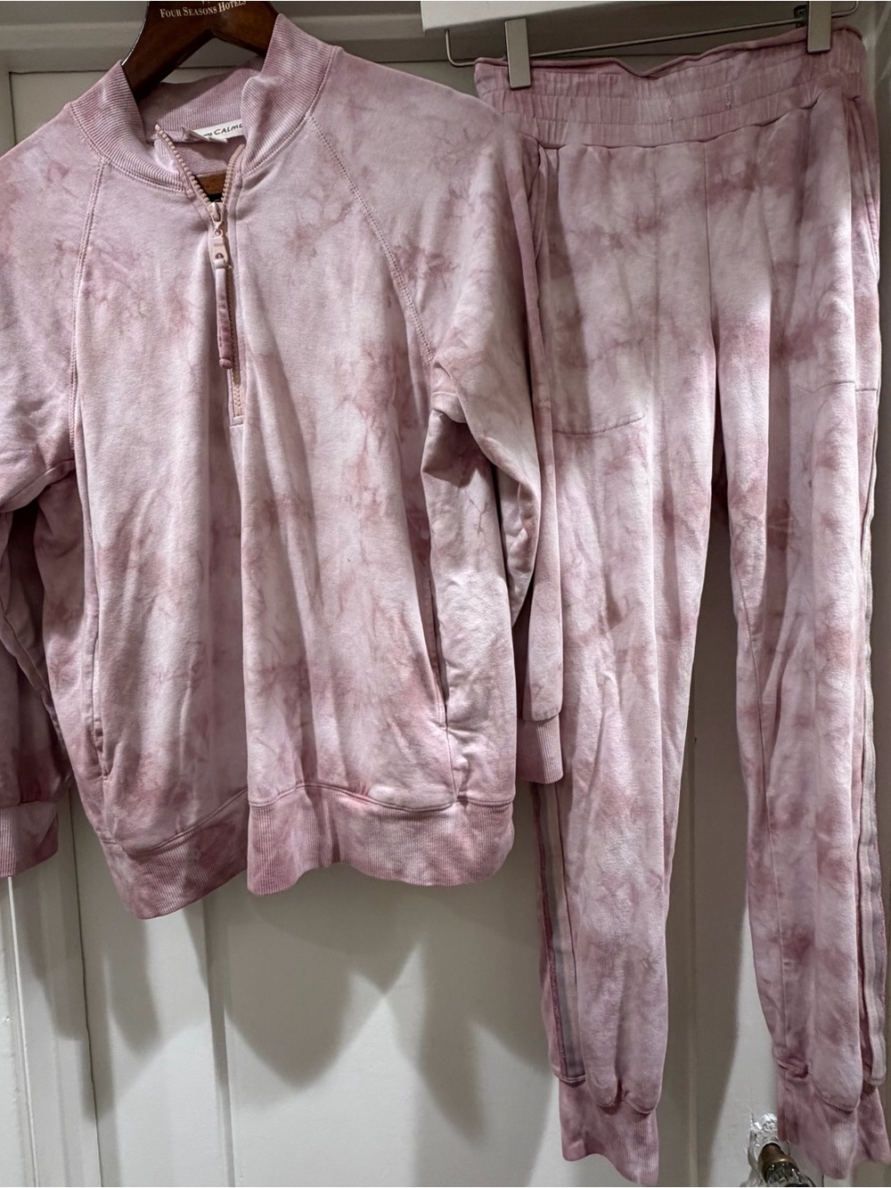 Johnny Was Calmé Dusty Pink Tie-Dye Track Jogger Set